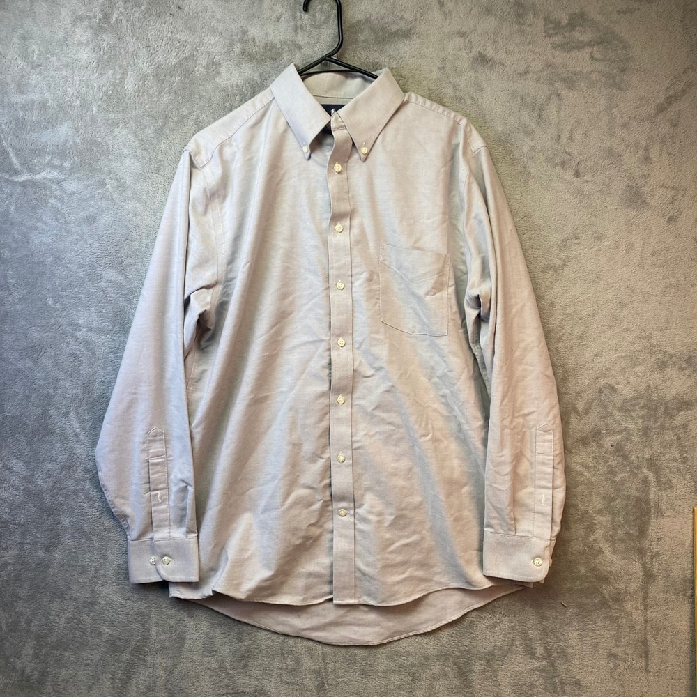 Stafford Travel‎ Wrinkle Free Oxford Dress Shirt Grey Regular Fit 16 34-35 Mens